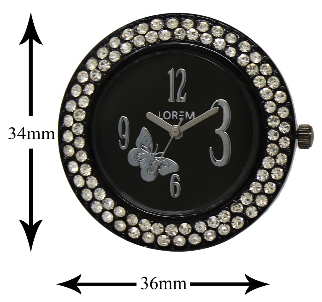LOREM Black Butterfly Analog Watch For Women LR201