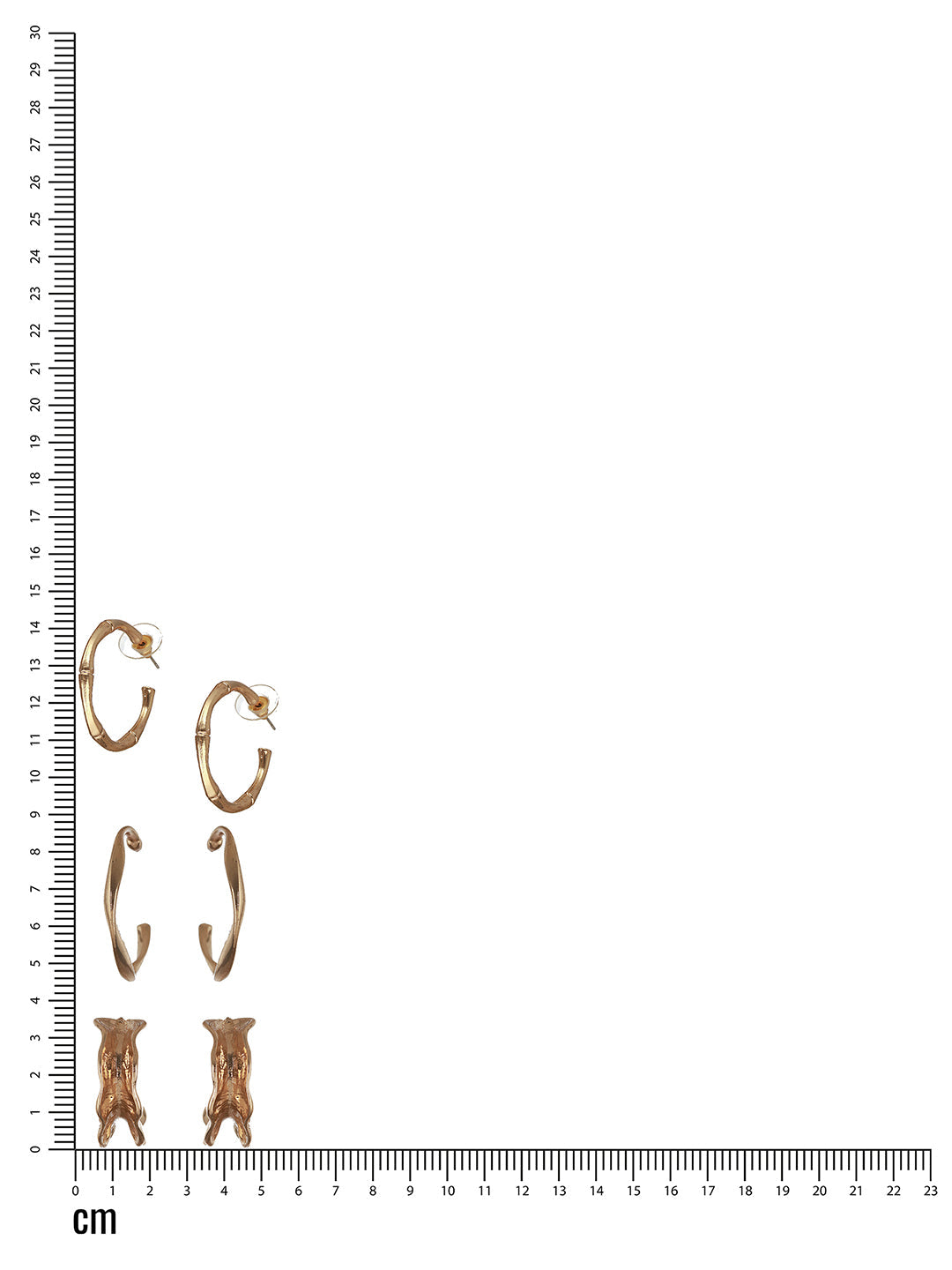 Set Of 3 Gold-Toned Geometric Hoop Earrings