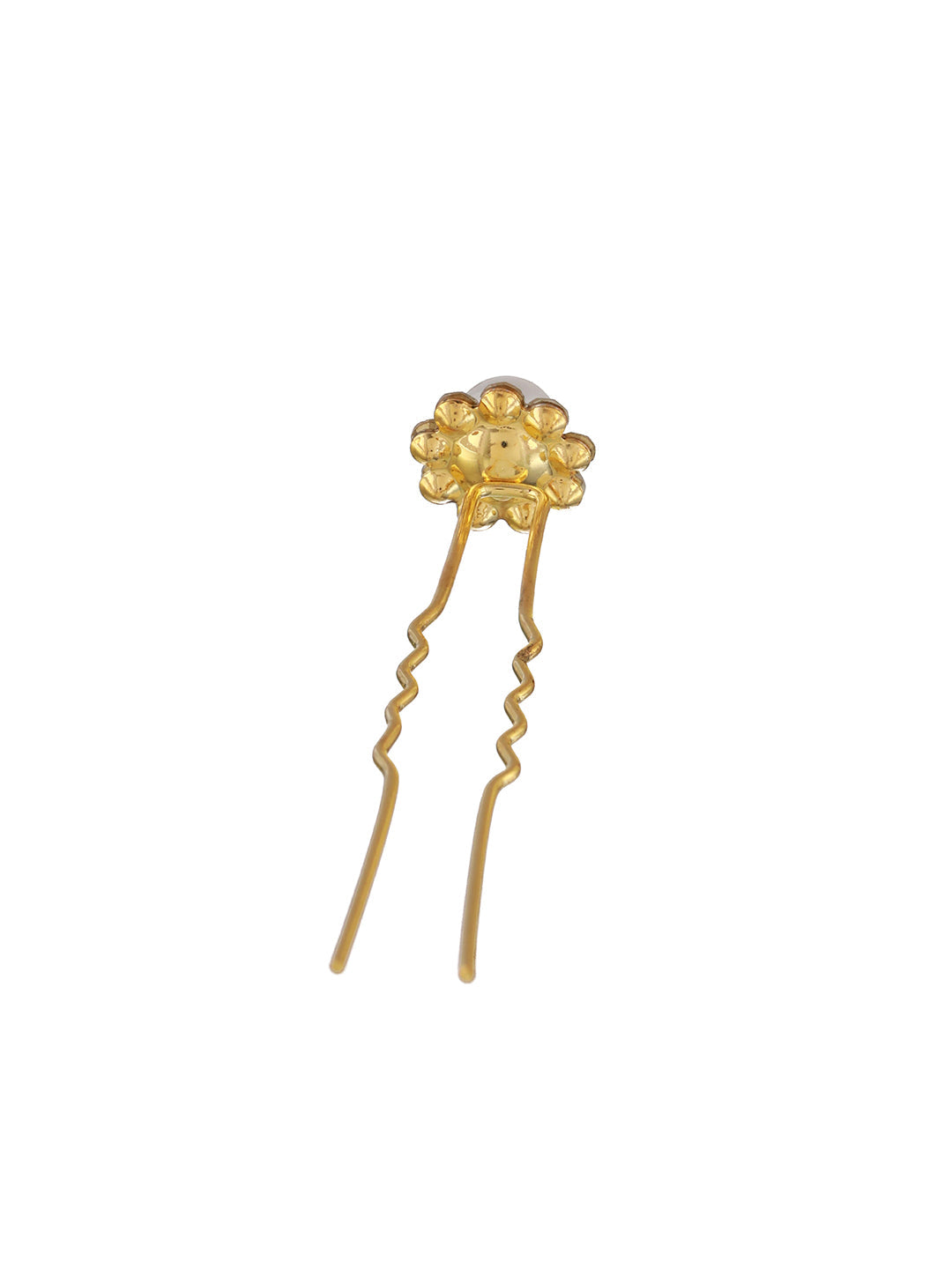 Women Set Of 12 Gold Plated & White Pearl Beaded U Pins