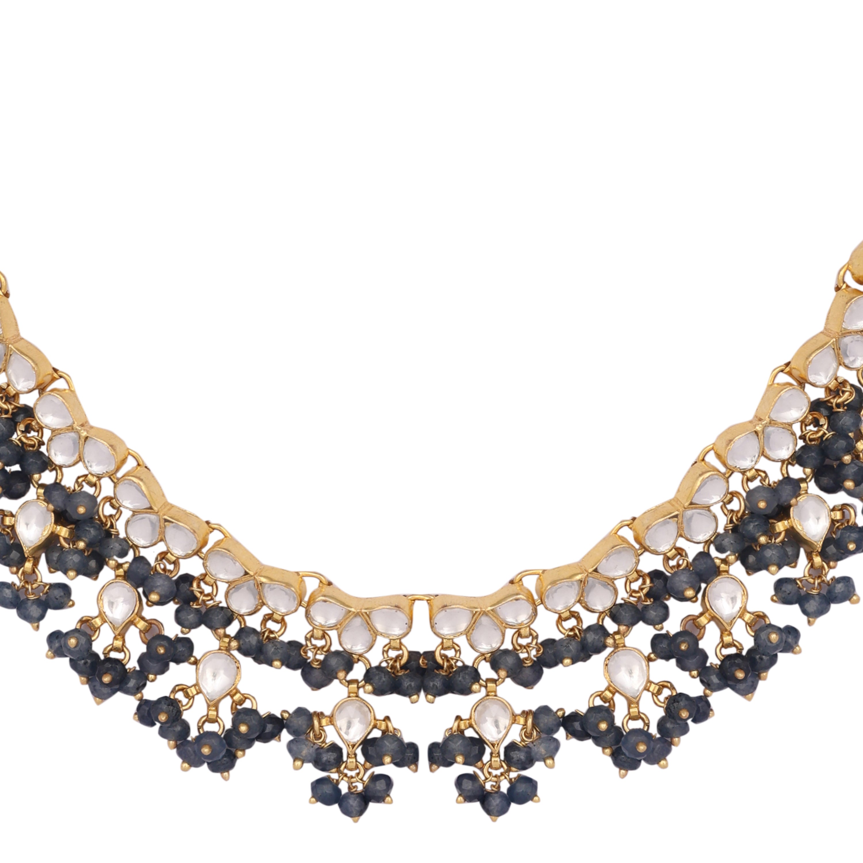 22K Gold Plated Azure Dusk Kundan Necklace
