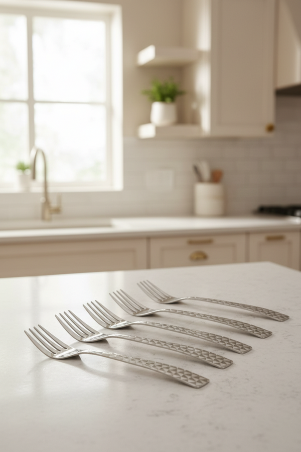 Prabha Stainless Steel Crysta Dessert Fork Set - 18cm (6 pcs) SUPER