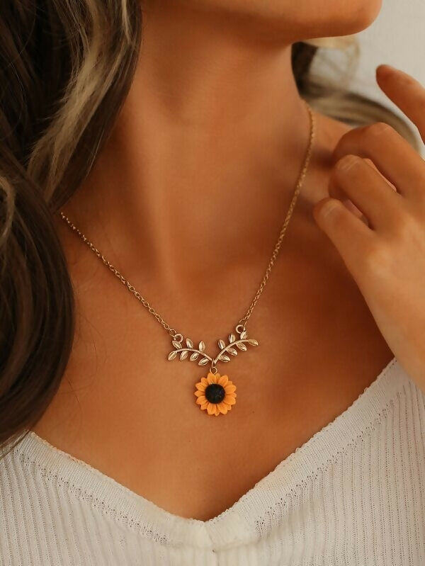 Sunflower & Infinity Cross Necklace Set