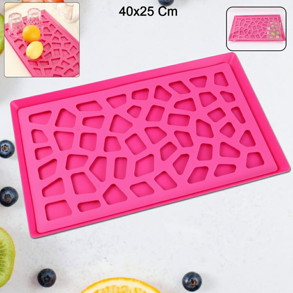 Plastic Kitchen Tray With Modern Hollow Design (40x25 Cm)