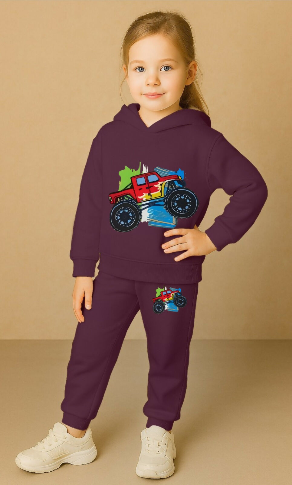 Premium Kids' Maroon Winter Sportswear Tracksuit – Long Sleeve Hooded Sweatshirt & Jogger Set Luck Fashion