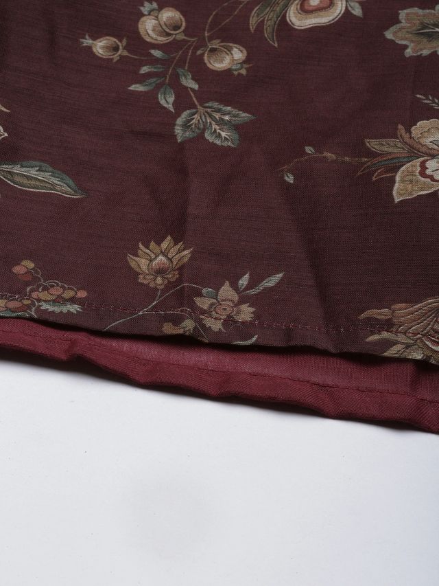 Bollywood Vogue Ready To Wear Maroon Chanderi Silk Puff Sleeve Dress