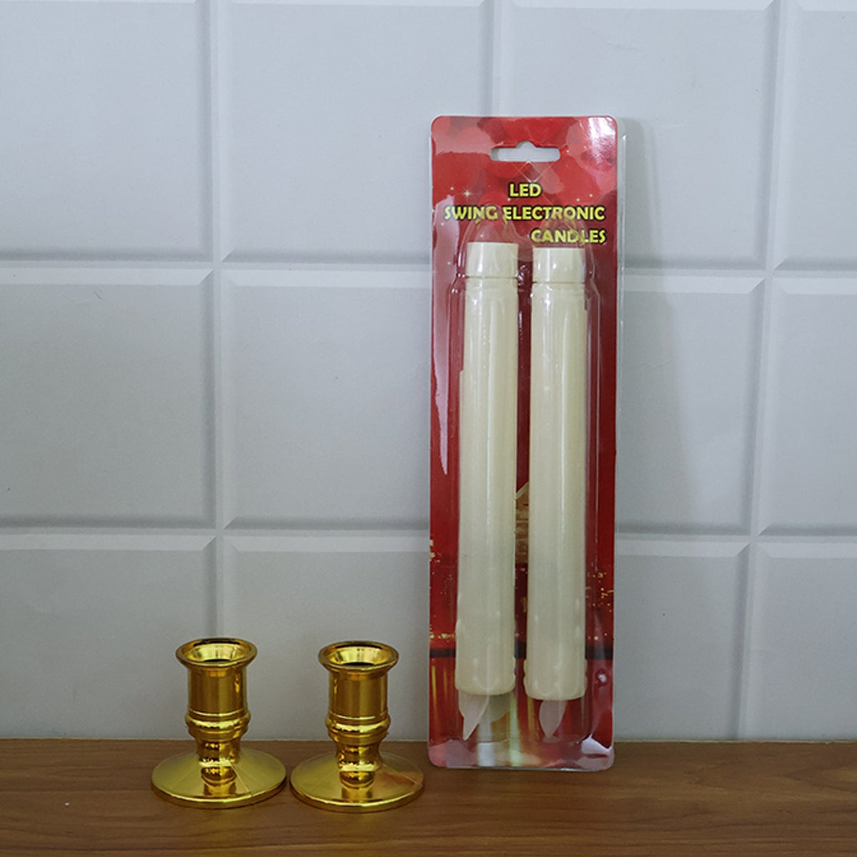 Set of 2 LED Flameless Taper Candles – Realistic Flickering Electronic Candle Lights for Home Décor HP DD