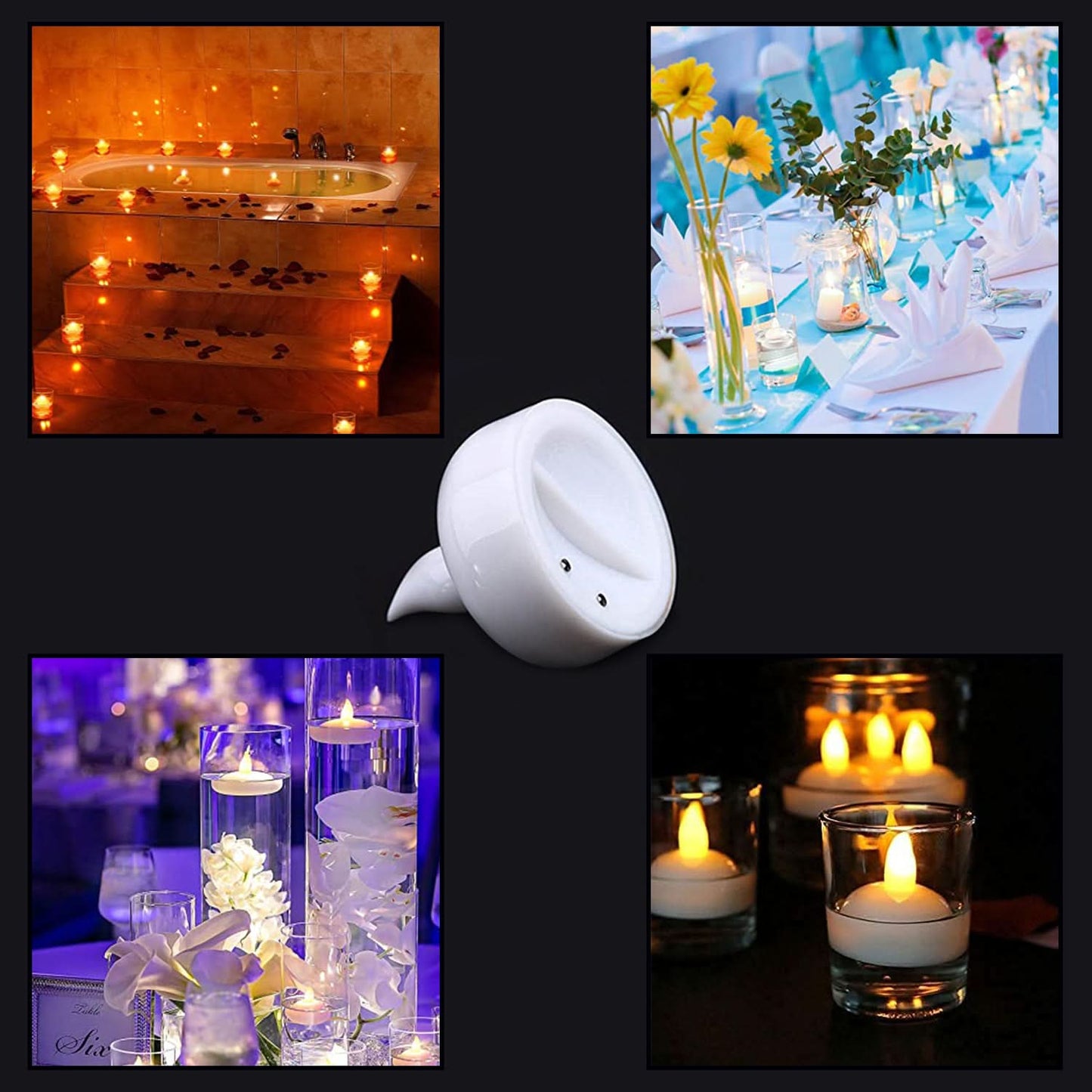 Set of 12 flameless floating battery operated tealight candles for decorative wedding use