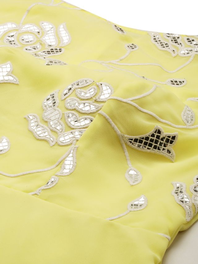 Bollywood Vogue Ready To Wear Yellow Georgette Embroidered Boat Neck Gown