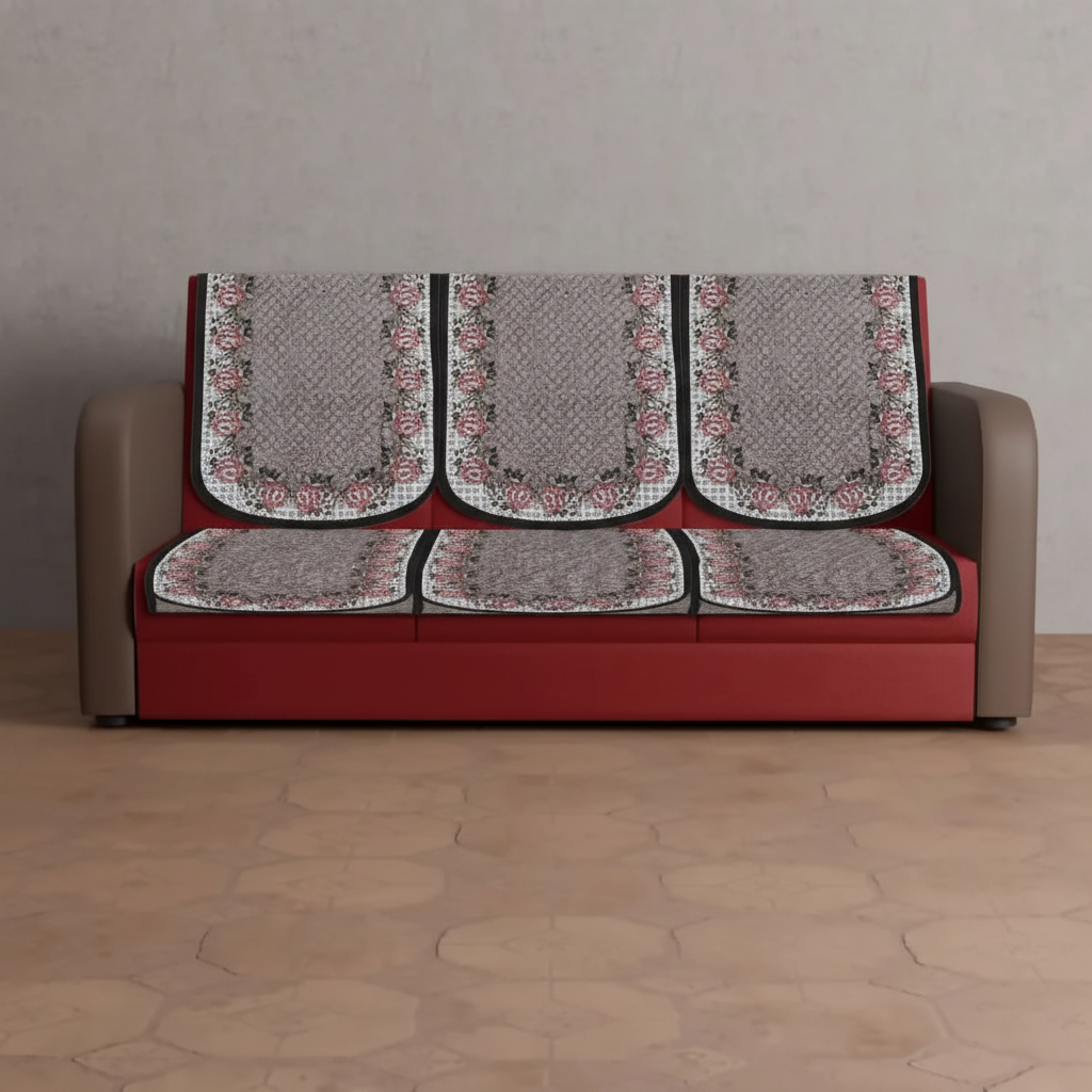 Cotton Embroidery Sofa Cover - Pack of 1 SUPER