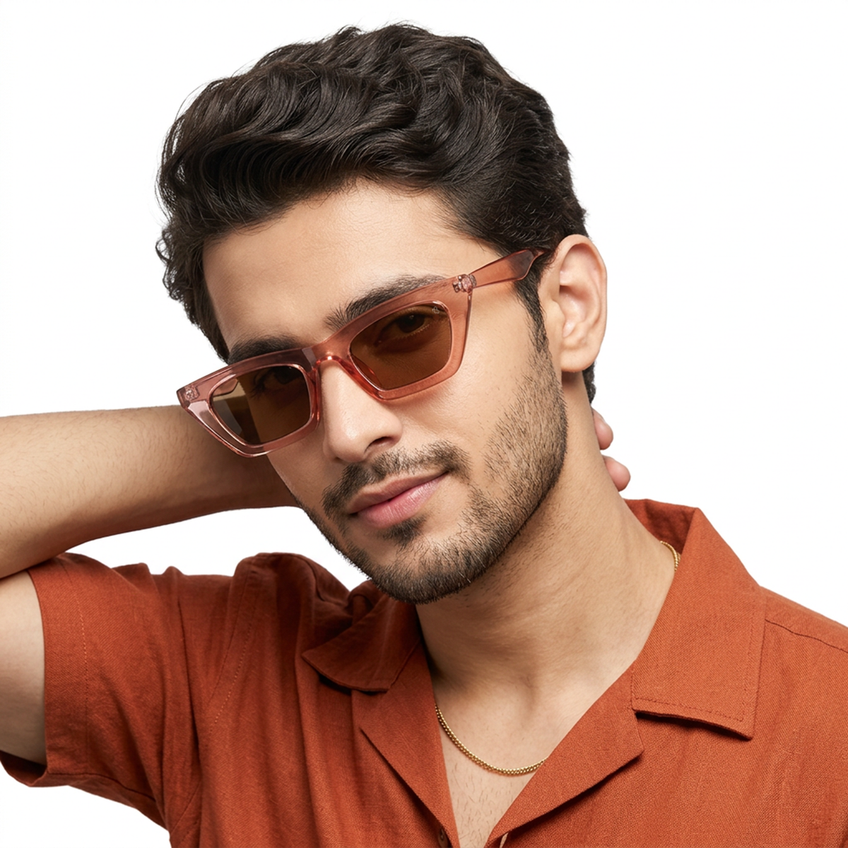 Eyejack Wine Cateye Sunglasses for Men and Women - worn by a male model (image 3)