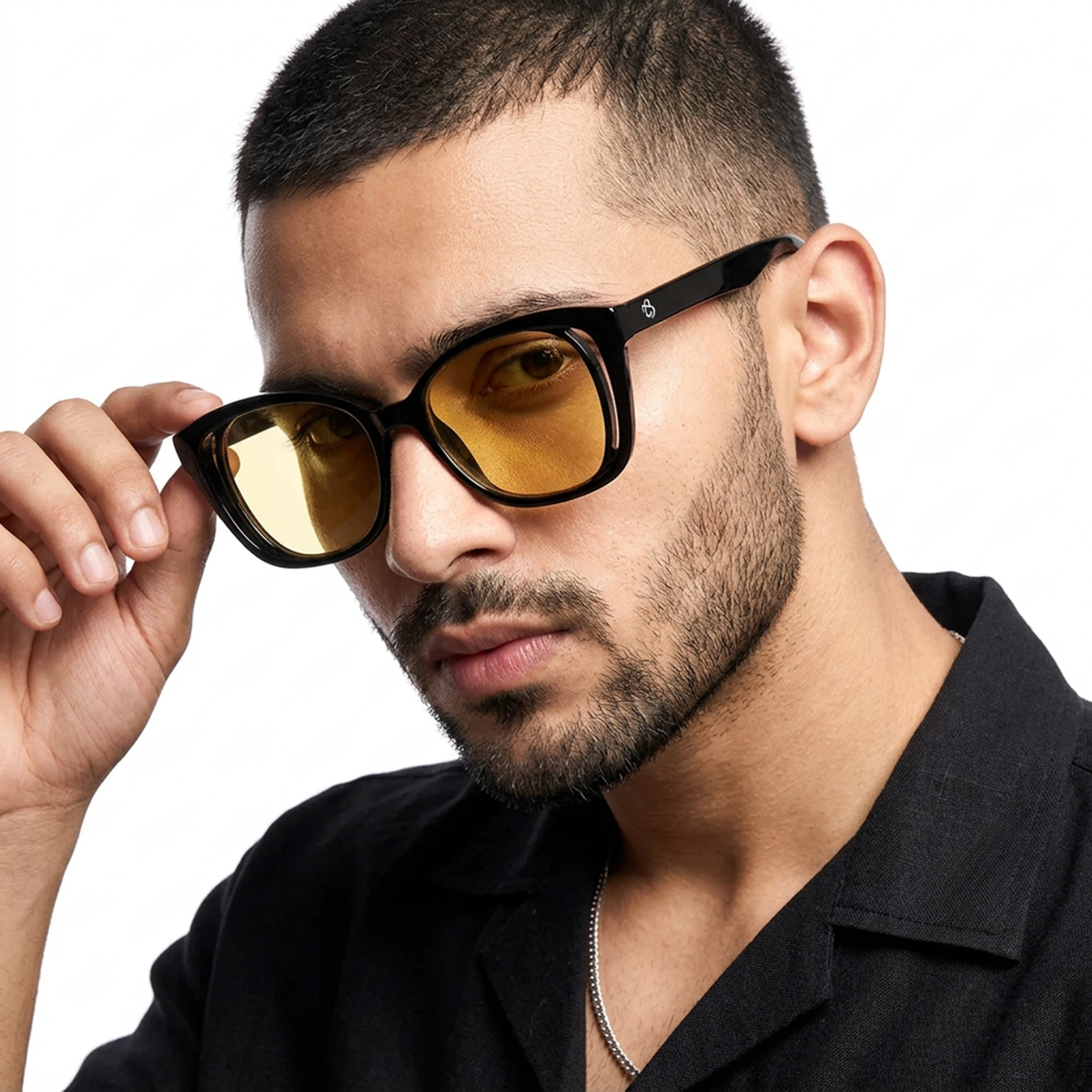 Eyejack Shine Black Round Sunglasses for Men and Women - Style 1219 - worn by a male model (image 3)