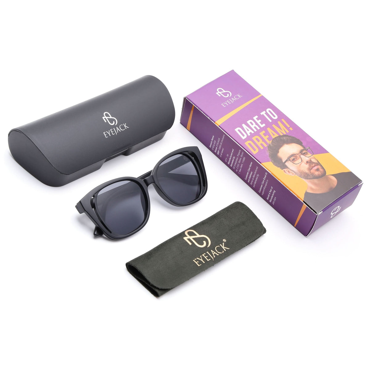 Eyejack Matte Black Round Sunglasses for Men and Women - detail view