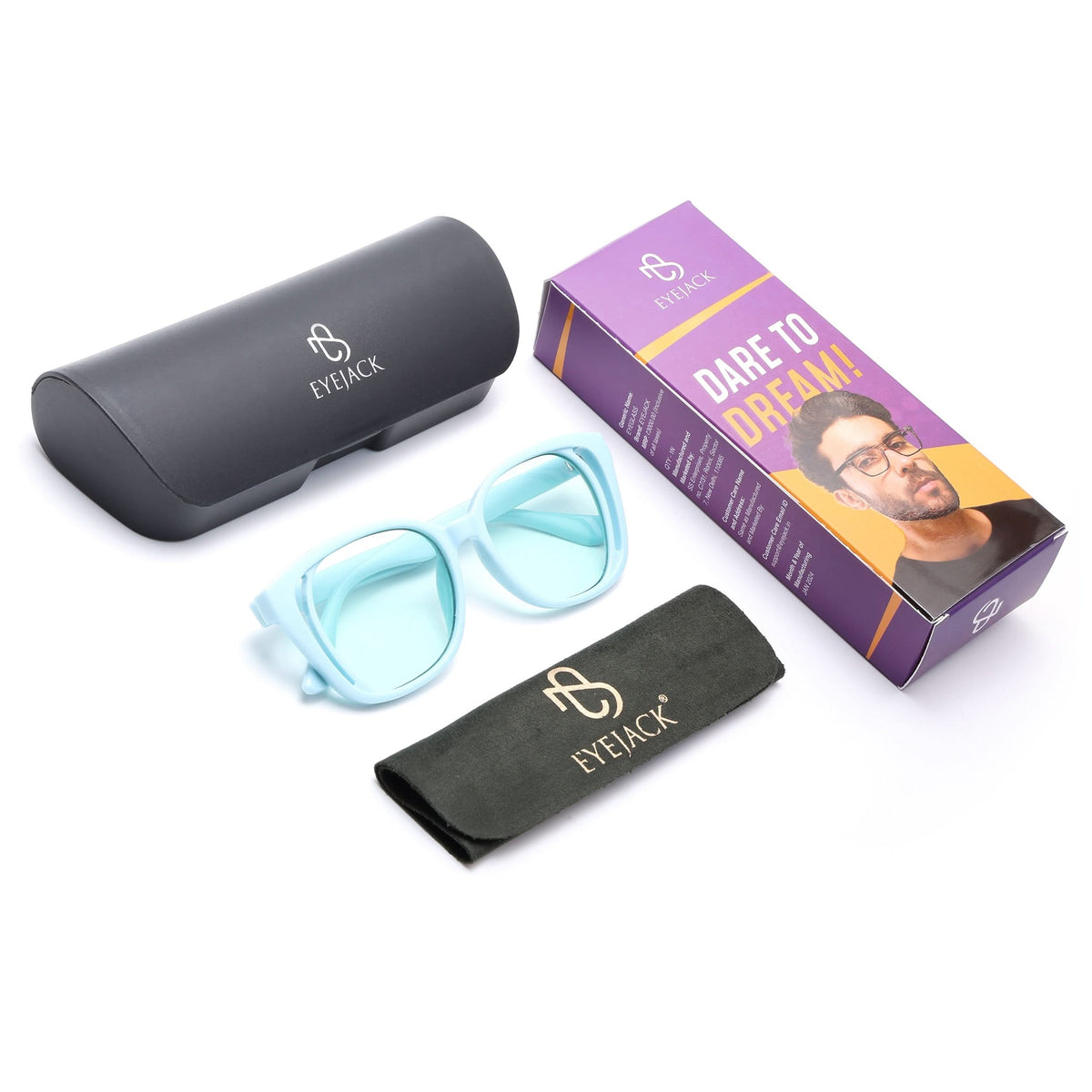 Eyejack Sea Blue Round Sunglasses for Men and Women - detail view