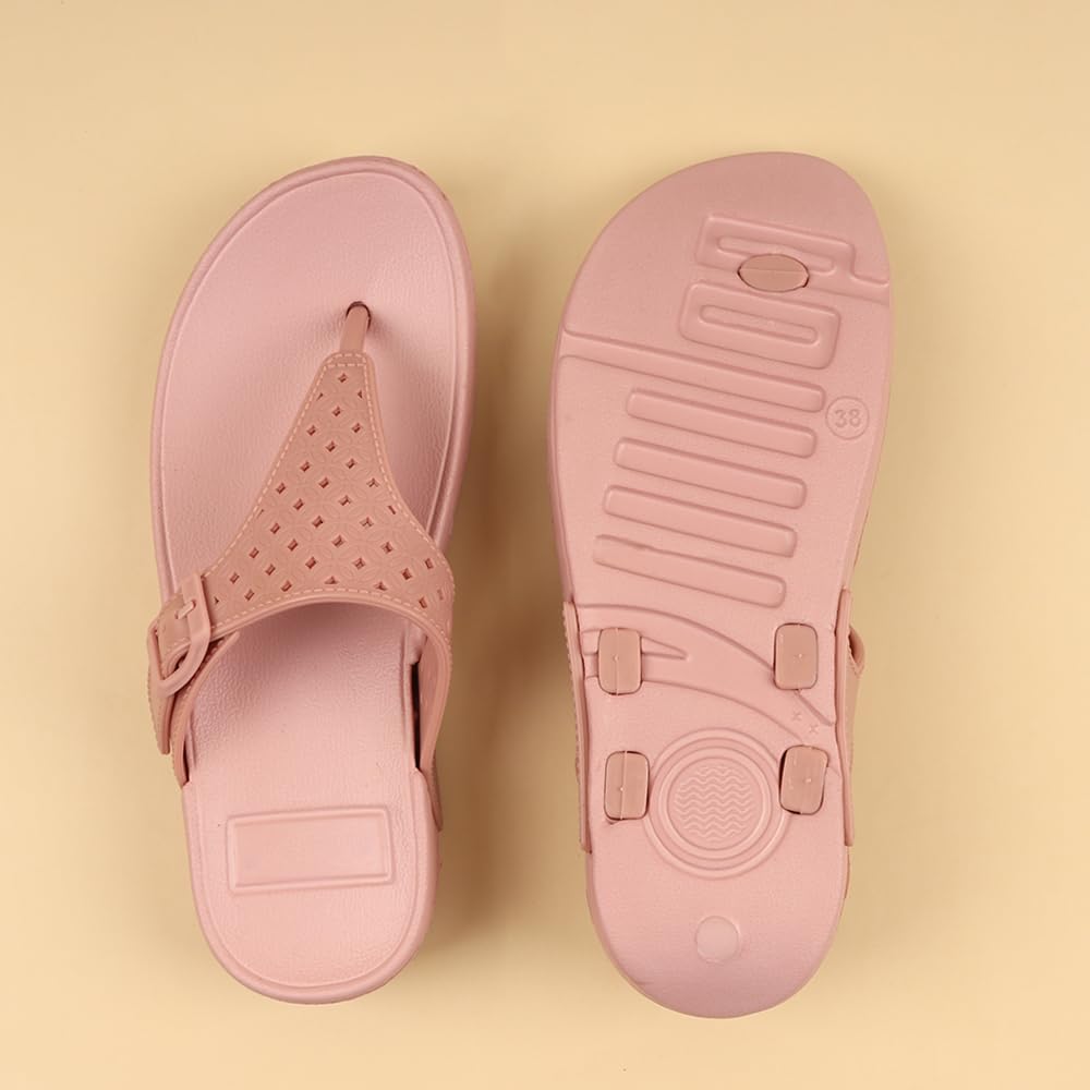 Indifeet Casual Thong Chappals for Women - Peach - Image 21