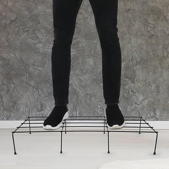 Plant stand Kitchen Cabinet Organizer Shelf Rack, Expandable Storage Stand, Set of 2, Black Metal