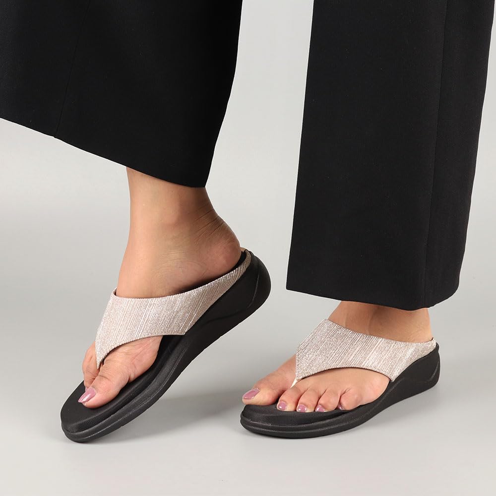 Indifeet Comfortable Thong Platform Sandals for Women - Rose Gold - View 4