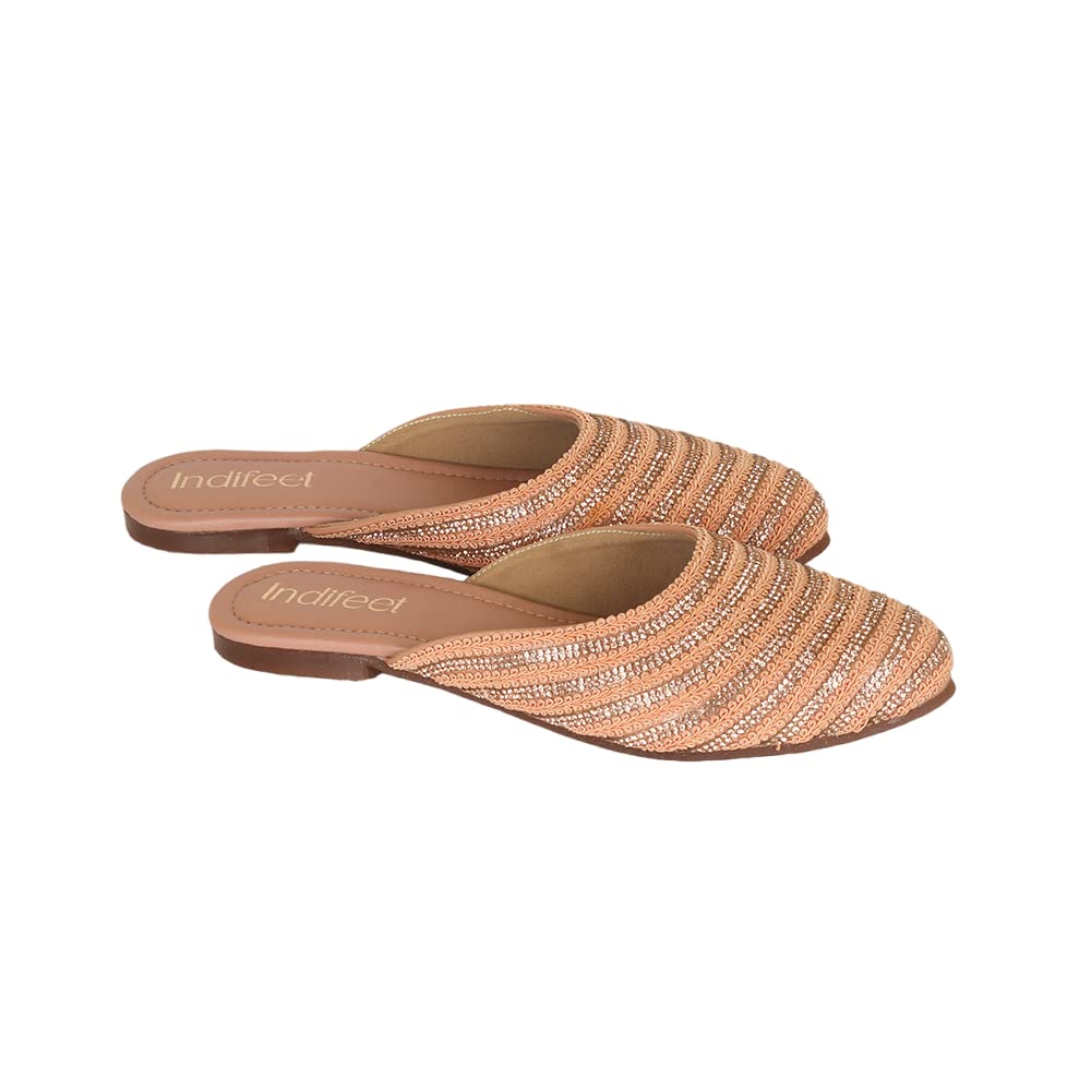 Indifeet Traditional Mules for Women - Peach - View 5