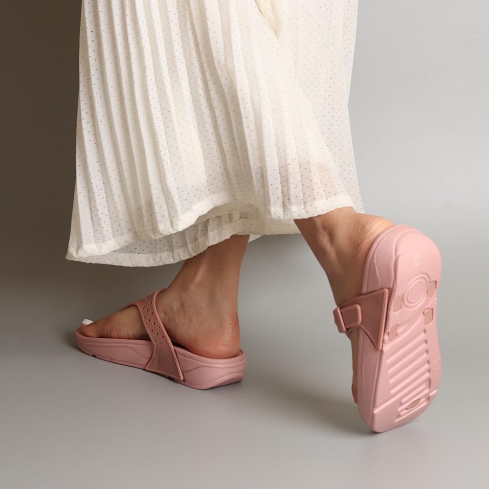 Indifeet Casual Thong Chappals for Women - Peach - Image 19