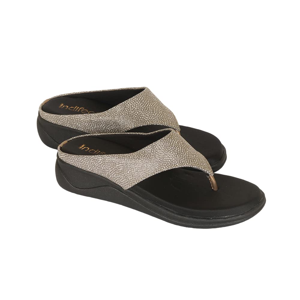 Indifeet Stylish Platform Heel Thong Sandals - Copper - View 4