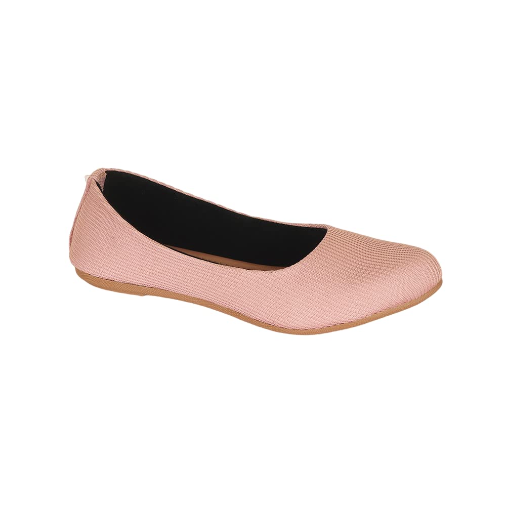Indifeet Casual and Comfortable Ballerina Flats for Women - Peach - Size 7