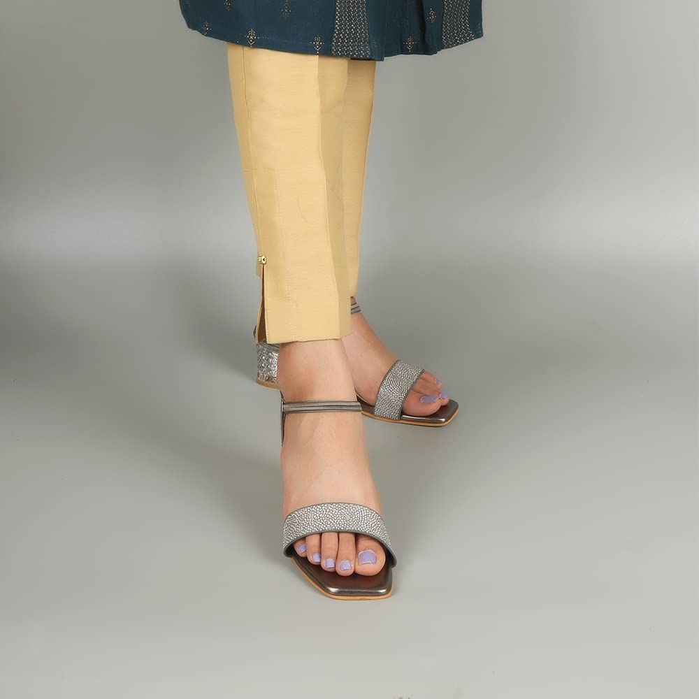 Indifeet Transparent Block Heel Party Wear Sandals - Silver - View 4