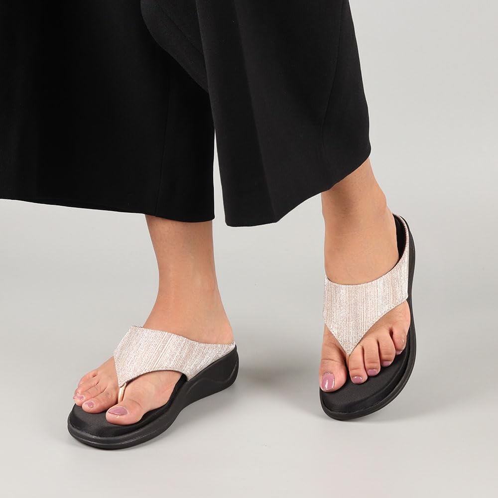 Indifeet Comfortable Thong Platform Sandals for Women - Rose Gold - View 3