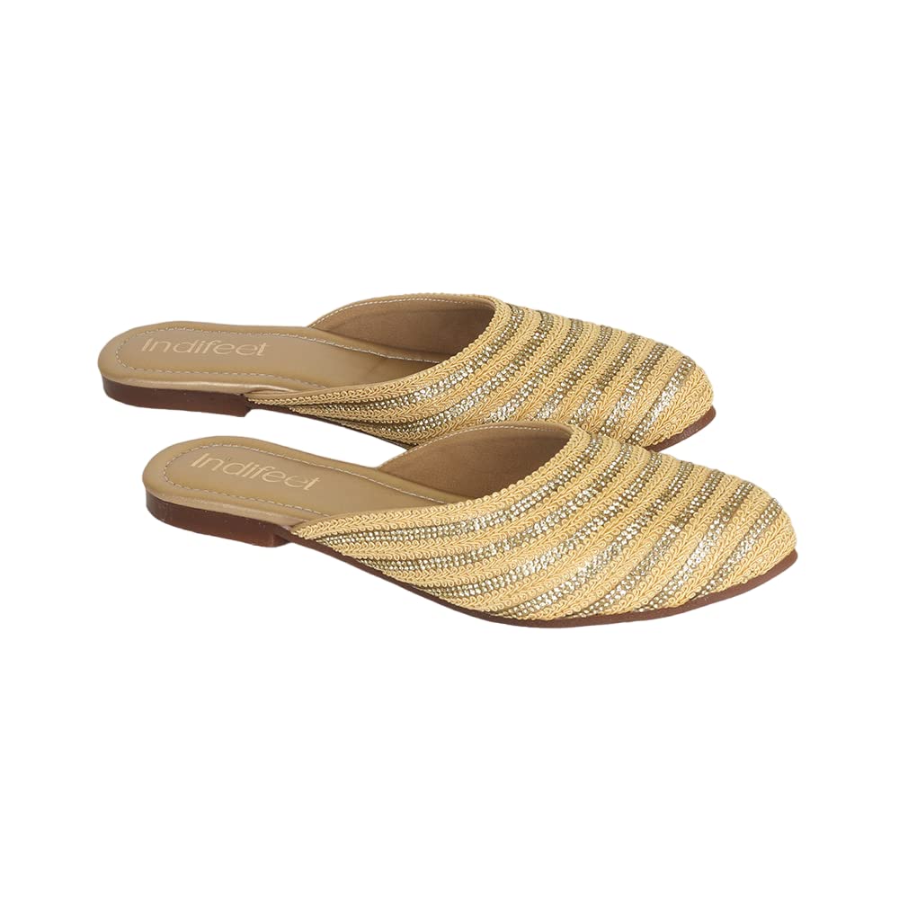 Indifeet Traditional Mules for Women - Yellow - View 5