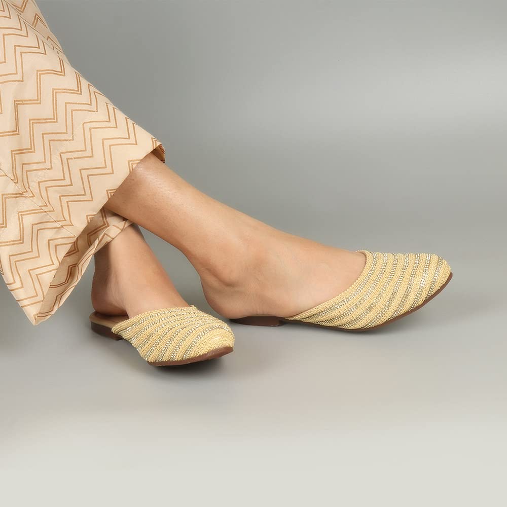 Indifeet Traditional Mules for Women - Yellow - View 3