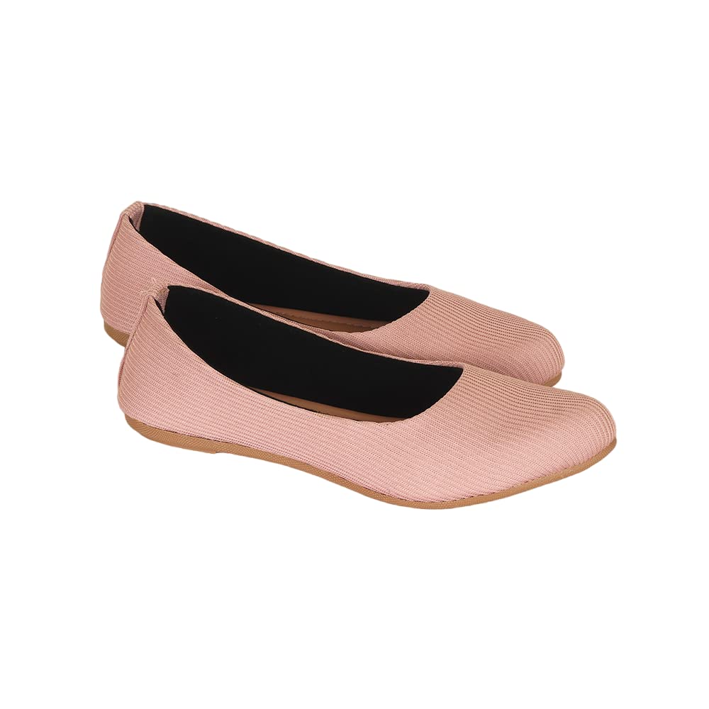 Indifeet Casual and Comfortable Ballerina Flats for Women - Peach - View 5
