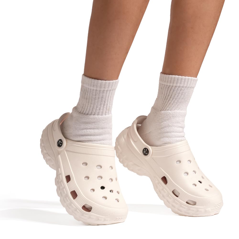Indifeet Casual Waterproof Clog Shoes for Women - White and Pink - Image 4