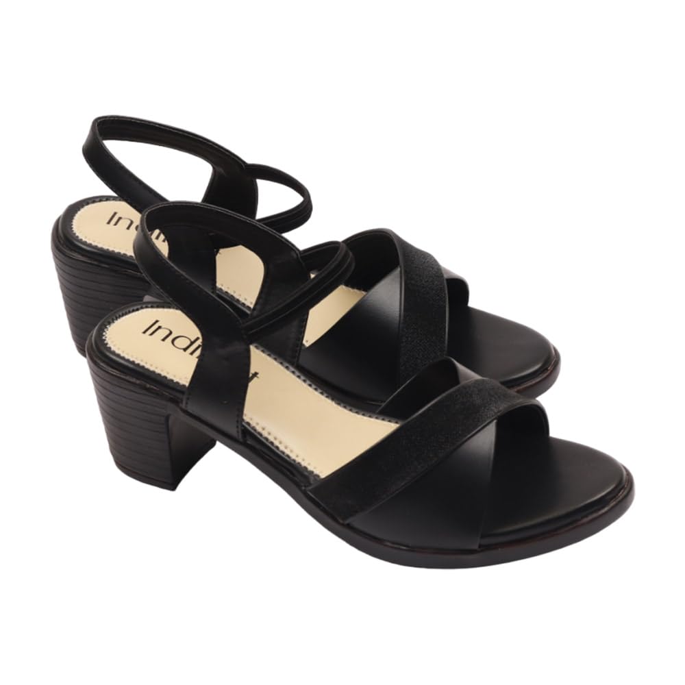 Indifeet Stylish Block Heel Party Wear Sandals - Black - View 5