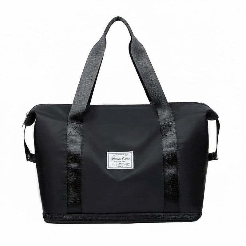 Buddy Cares Nylon 41 Litre Expandable Foldable Travel Duffle Bag for Women – Waterproof – Black