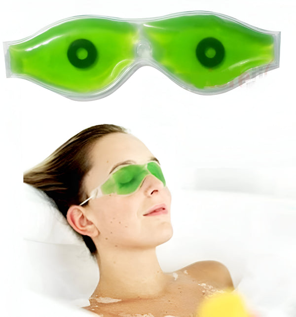 Cold Eye Mask With Stick-on Straps (Green)