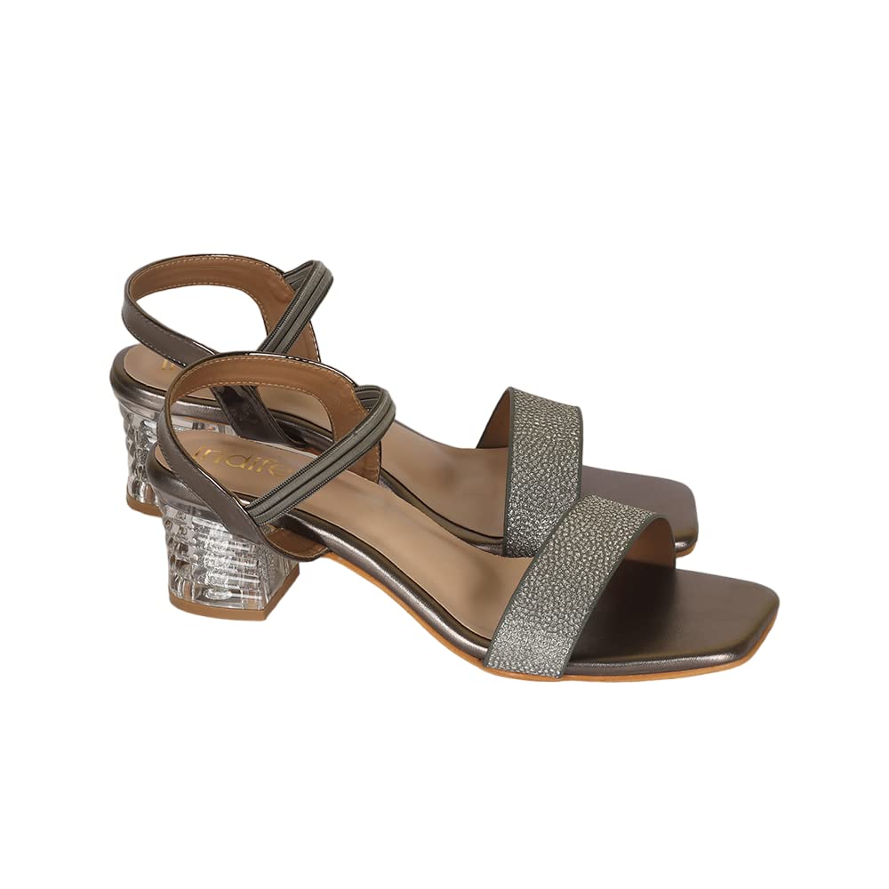 Indifeet Transparent Block Heel Party Wear Sandals - Silver - View 5