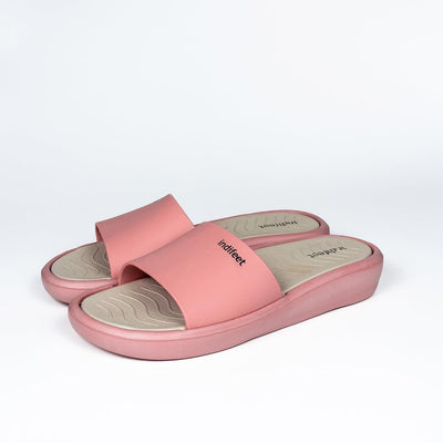 Indifeet Comfortable Rubber Slides for Women - Peach - Size 3