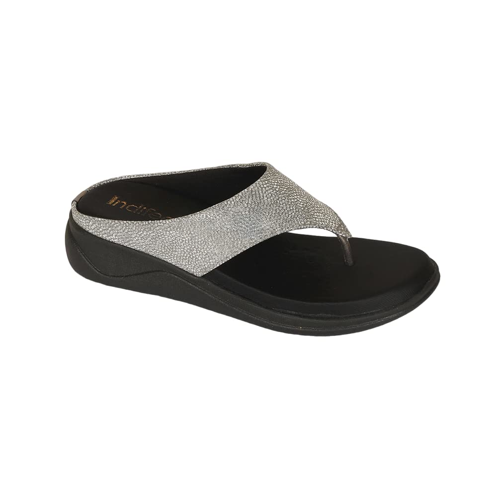 Indifeet Stylish Platform Heel Thong Sandals - Silver - Size 8