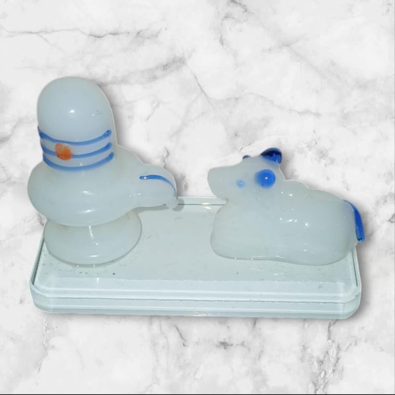 Glass Nandi Sivalingam – Transparent Crystal Shiva Lingam with Nandi for Pooja, Vastu & Spiritual Decor
