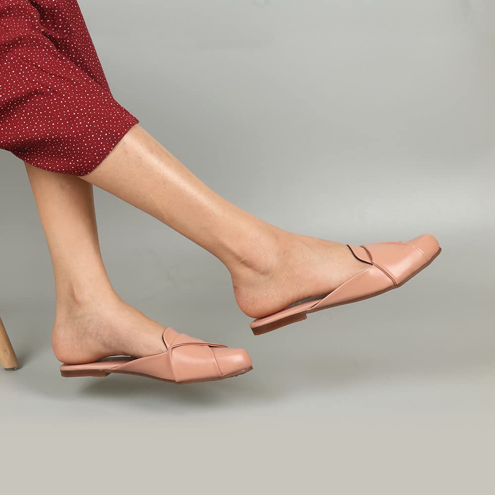 Indifeet Formal Mules for Women - Peach - View 3