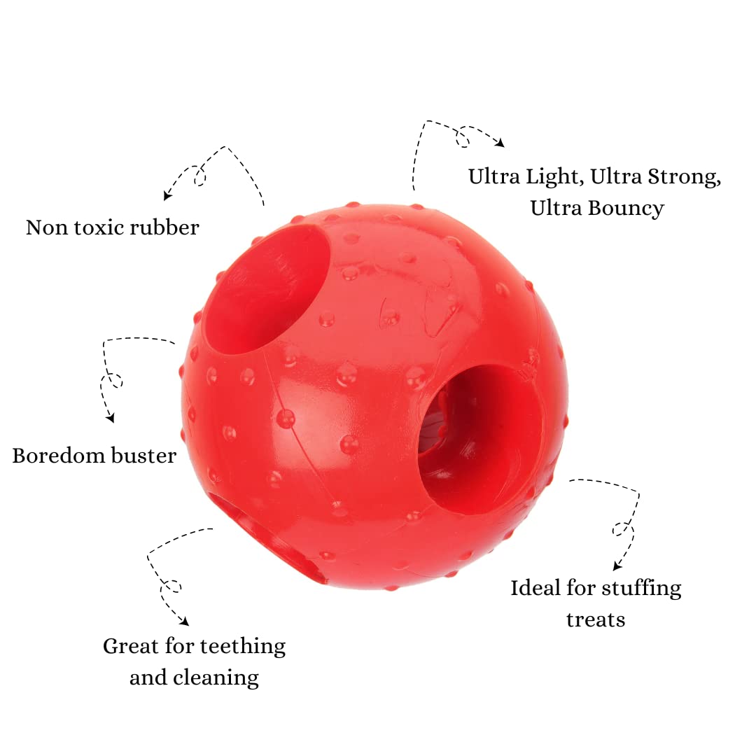 Non-toxic Rubber Dog Chew Ball (3 Holes)