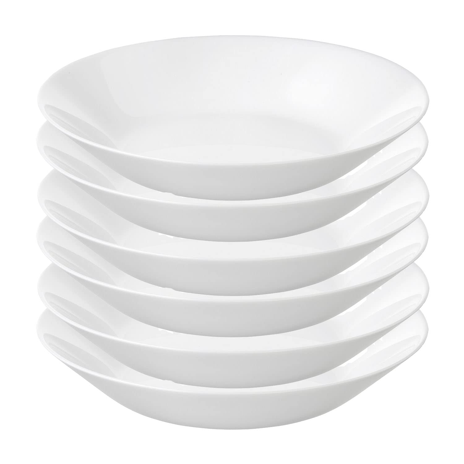 BS Case IKEAA Tempered Opal Glass Dinnerware Plates and Bowls (Pack of 6) (Deep plate, white20 cm (8"))