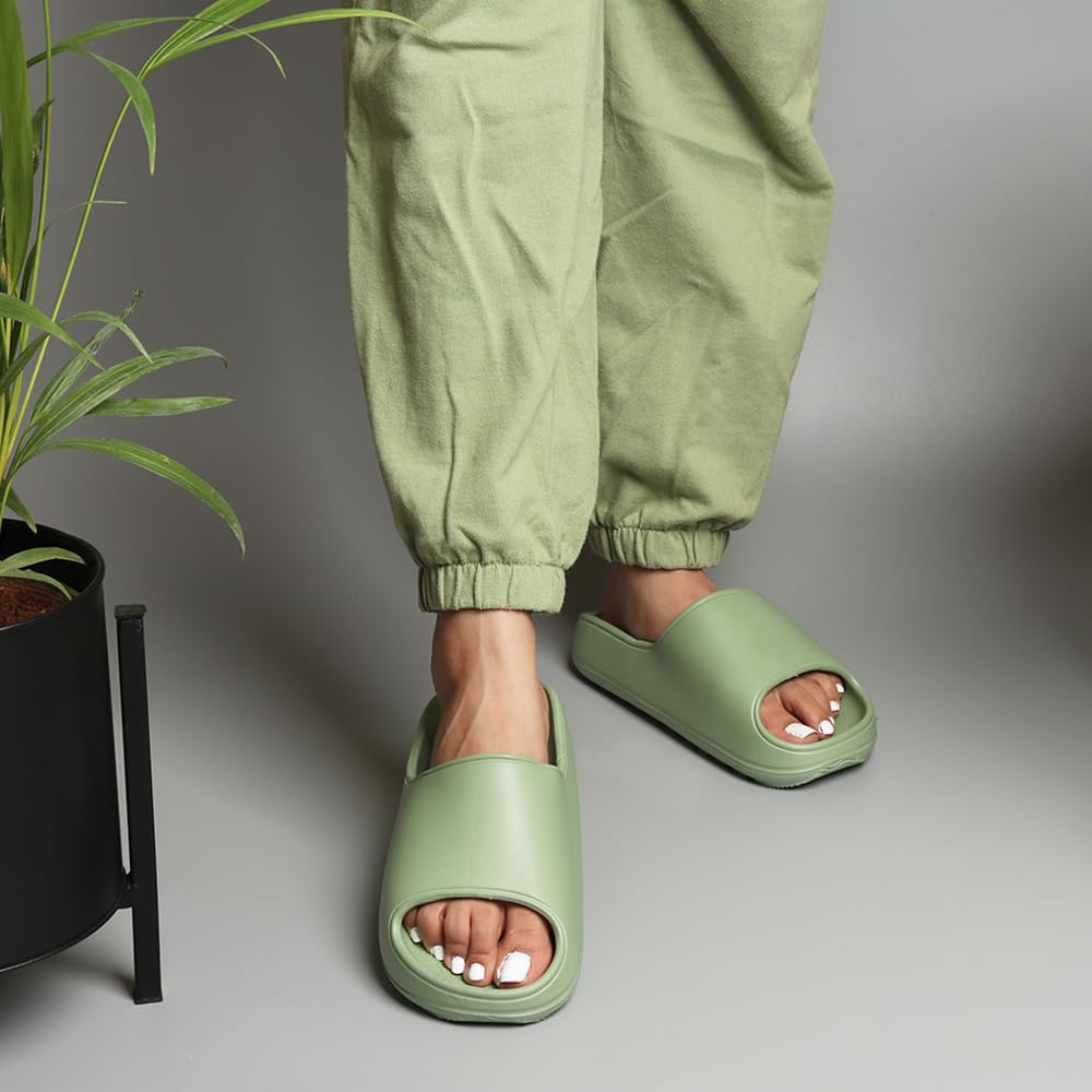 Indifeet Casual Sliders for Women - Green - Image 4