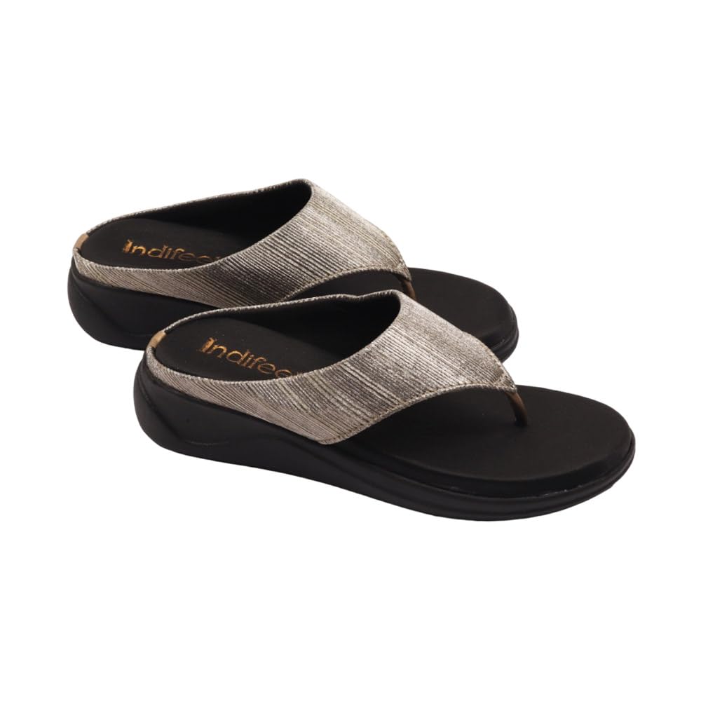 Indifeet Comfortable Thong Platform Sandals for Women - Copper - View 5