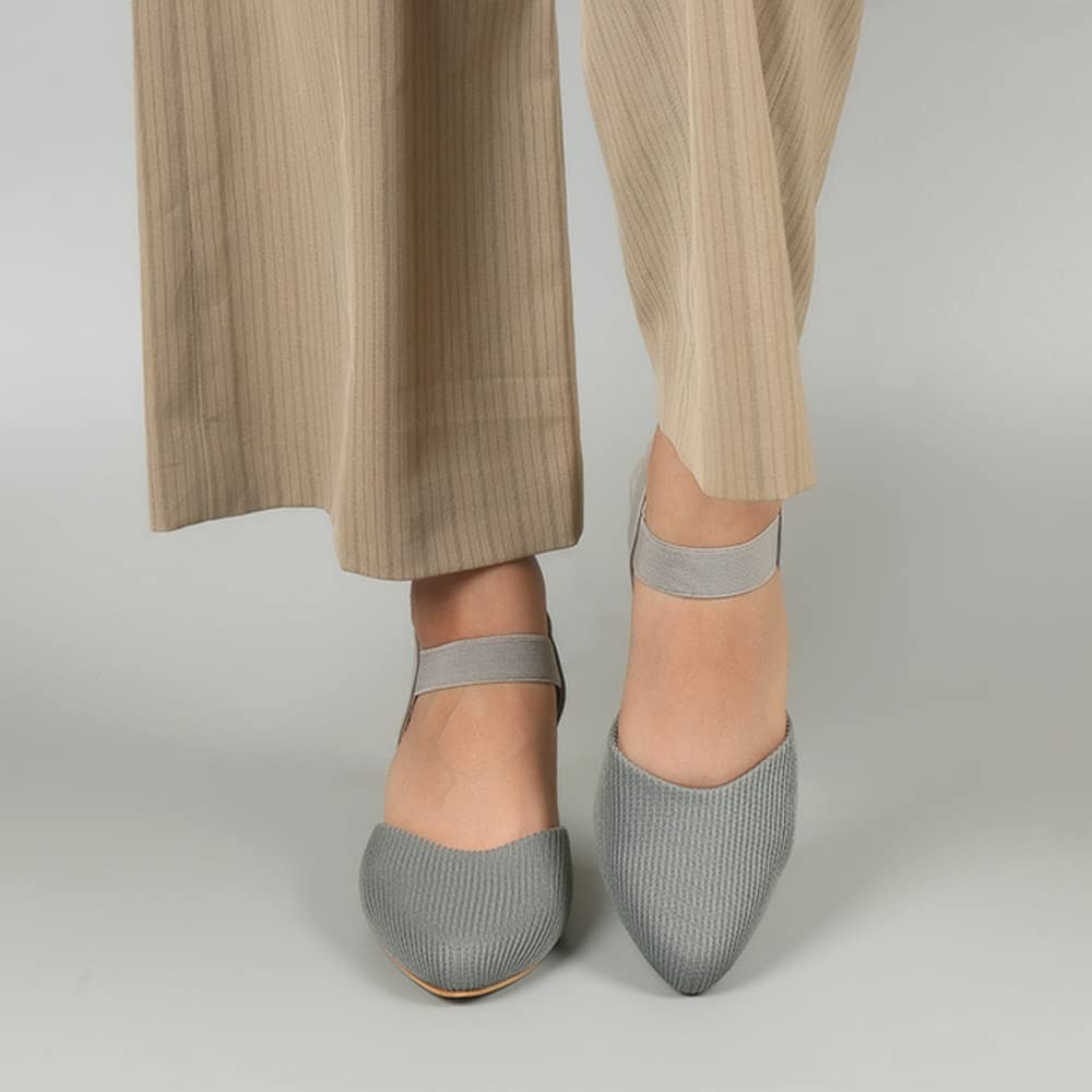 Indifeet Stylish Pointed Toe Block Heel Sandals - Grey - View 3