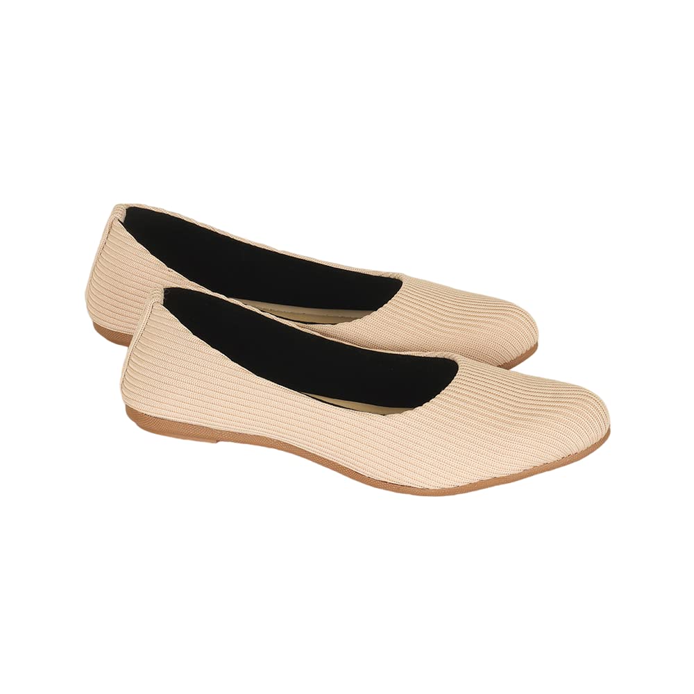 Indifeet Casual and Comfortable Ballerina Flats for Women - Beige - View 5