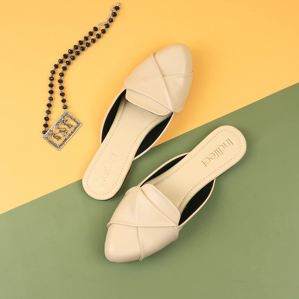 Indifeet Formal Mules for Women - Beige - View 2