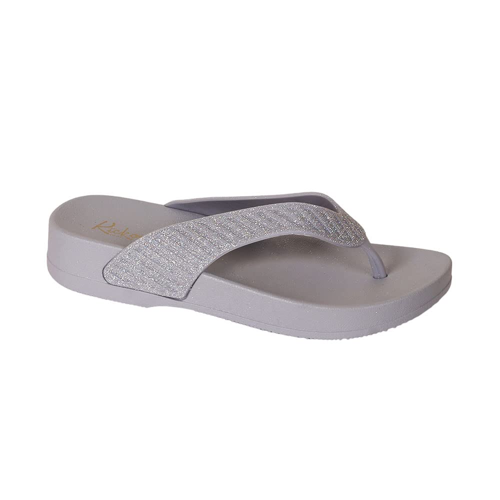 Indifeet Comfortable Thong Chappals for Women - Grey - Image 1