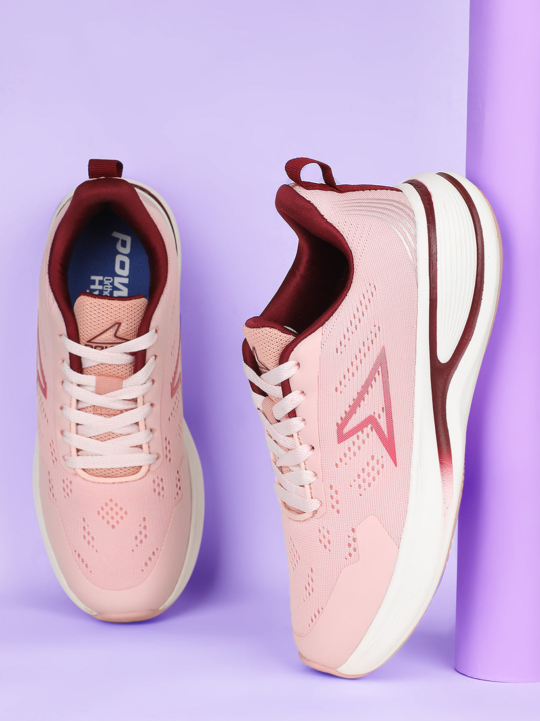 Power Women Pink Lace-up Oxford Sports Shoes - Pink - View 6