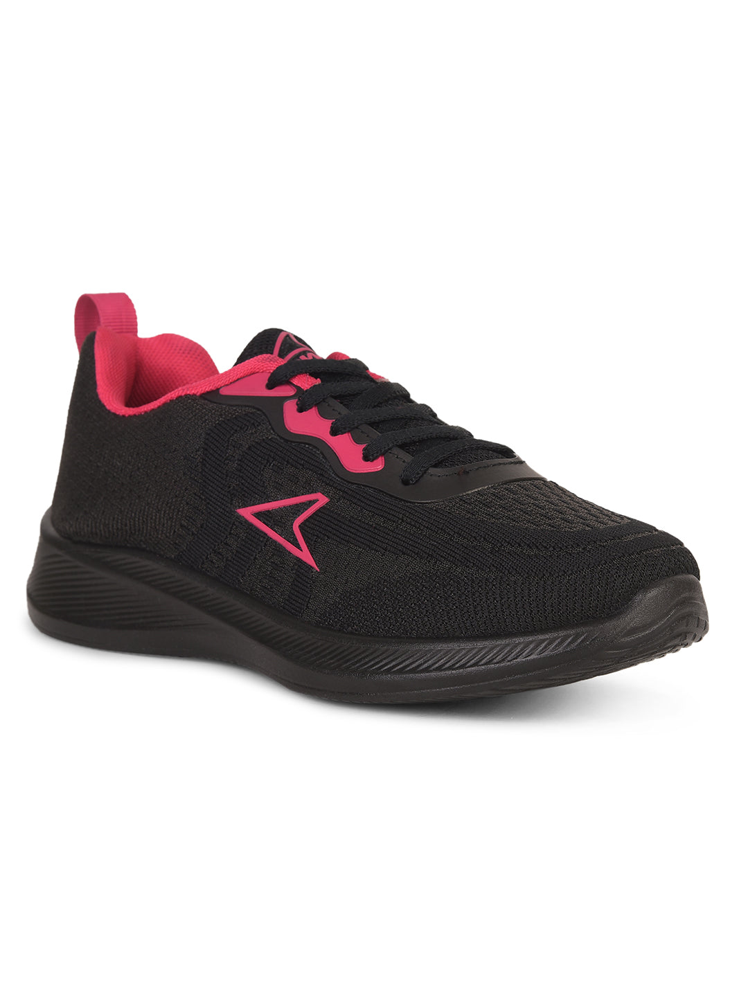 Power Women Black Lace-up Oxford Sports Shoes - Black - View 1