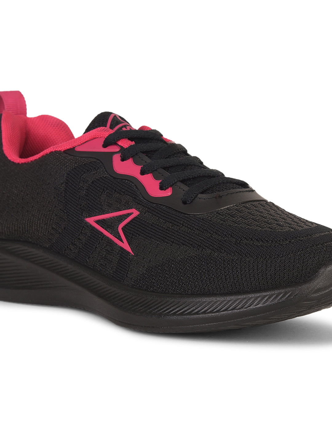 Power Women Black Lace-up Oxford Sports Shoes - Black - View 5