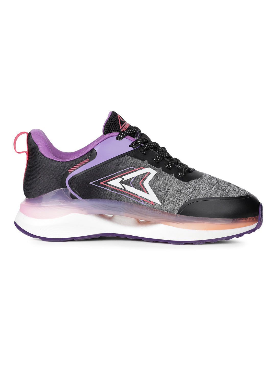 Power Women Black Lace-up Oxford Sports Shoes - Black - View 2